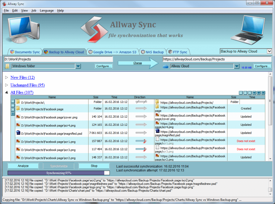 screenshot of Allway Sync